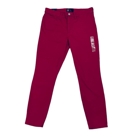 NWT GAP Midrise Super Skinny Denim Leggings in Cranberry Size 6/28 - Picture 2 of 11